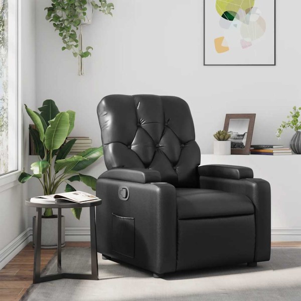 Reclining chair, black color, artificial leather