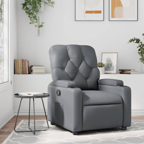 Reclining chair, gray color, artificial leather