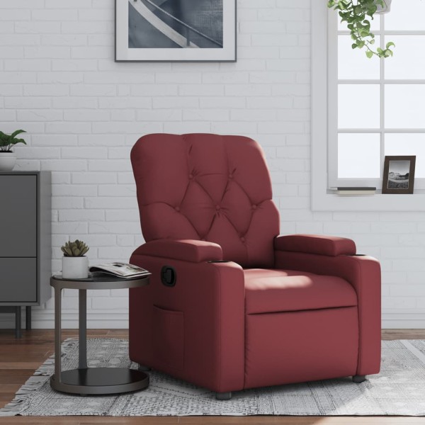 Reclining chair, red wine color, artificial leather