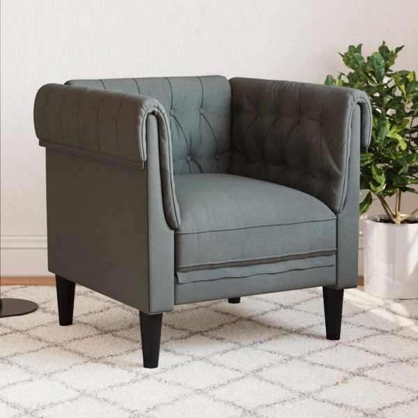 Chesterfield armchair, dark gray, fabric