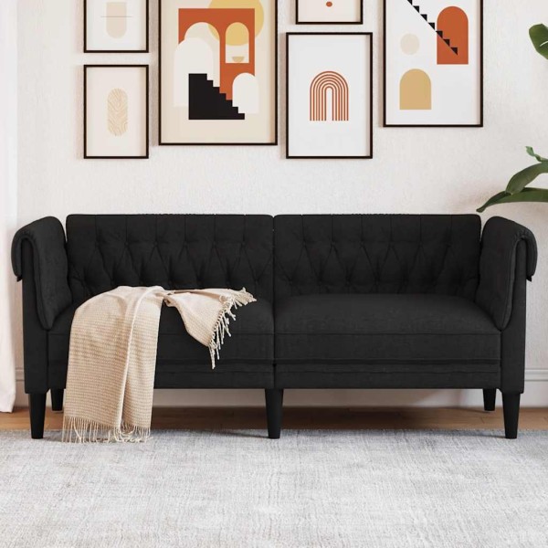 Double chesterfield sofa, black, fabric