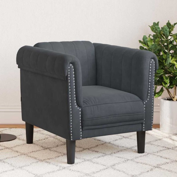 Armchair, dark gray, velvet