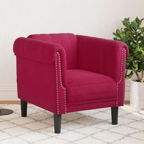 Armchair, red wine color, velvet