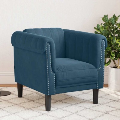 Armchair, blue, velvet