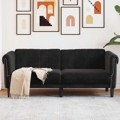 Double sofa, black, velvet