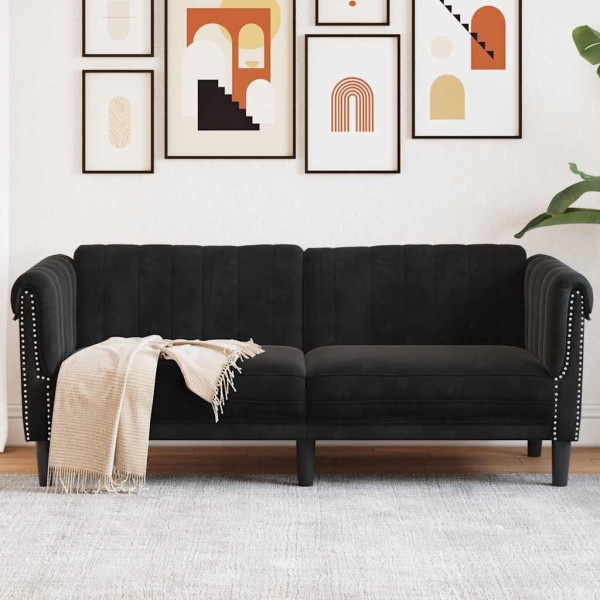 Double sofa, black, velvet