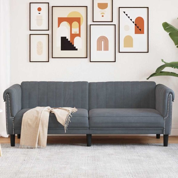 Three-seater sofa, dark gray, velvet
