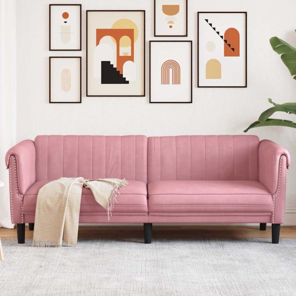 Three-seater sofa, pink, velvet