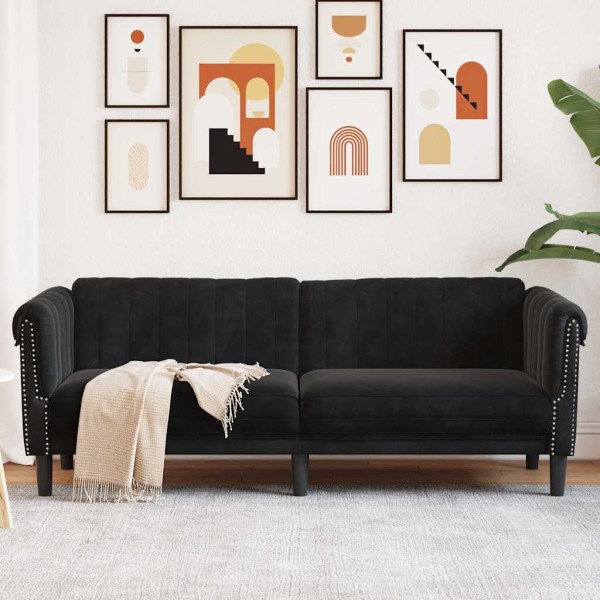 Three-seater sofa, black, velvet