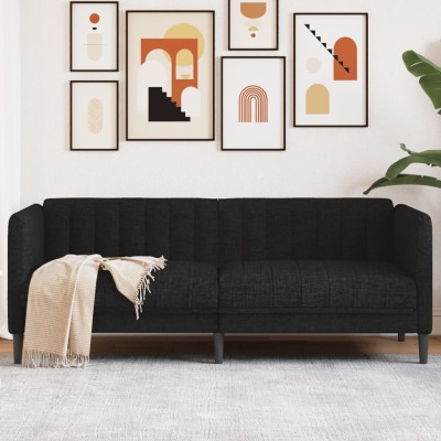 Double sofa, black, fabric
