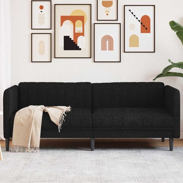Three-seater sofa, black, fabric