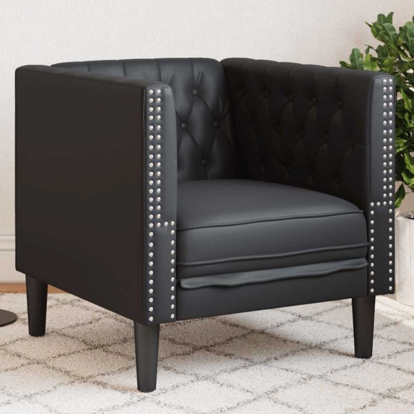 Chesterfield sofa chair black artificial leather