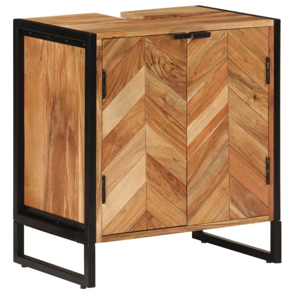 Bathroom cabinet, 55x35x60cm, solid acacia/iron