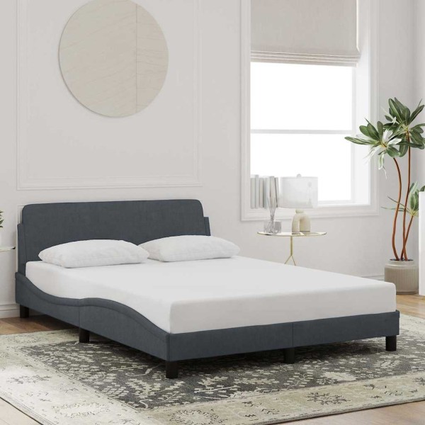 Bed frame, Dover, dark gray, 120x200cm, velvet