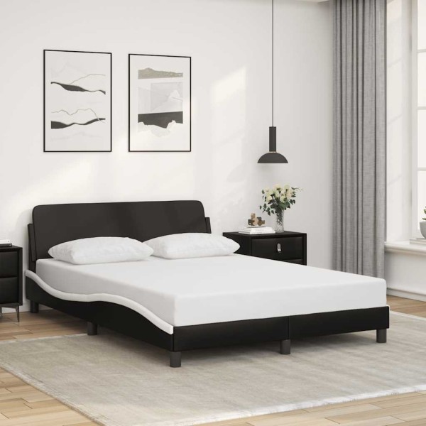 Bed frame, Dover, black/white, 120x200cm, artificial leather