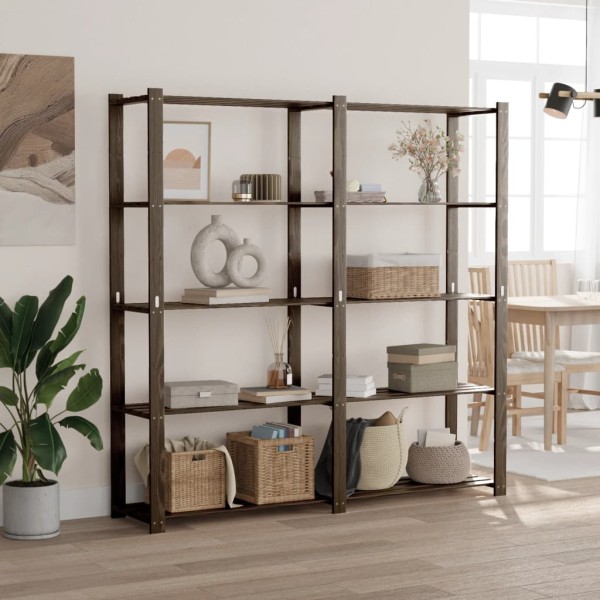 Shelf for things, 5 levels, black, 170x38x170cm, solid pine