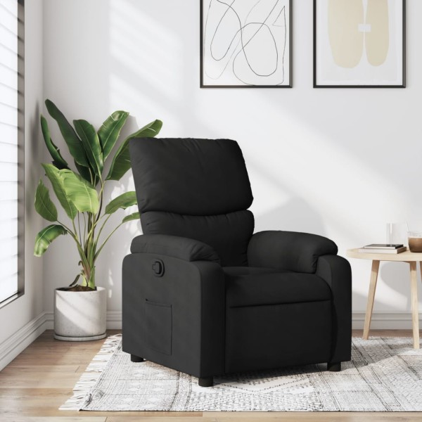 Reclining chair, black, fabric