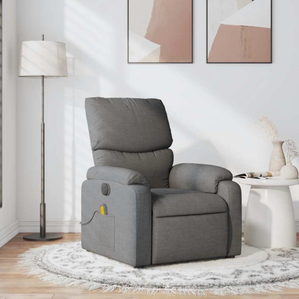 Reclining massage chair, dark gray, fabric