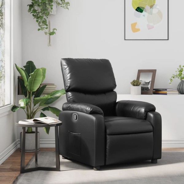 Reclining chair, black color, artificial leather