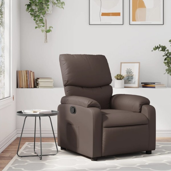 Reclining chair, brown color, artificial leather
