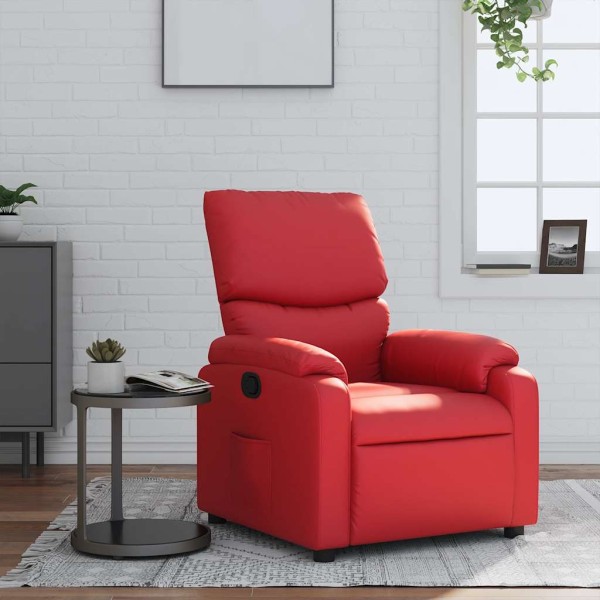 Reclining chair, red color, artificial leather