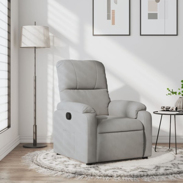 Reclining chair, light gray, microfiber fabric