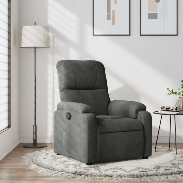 Reclining chair, dark gray, microfiber fabric