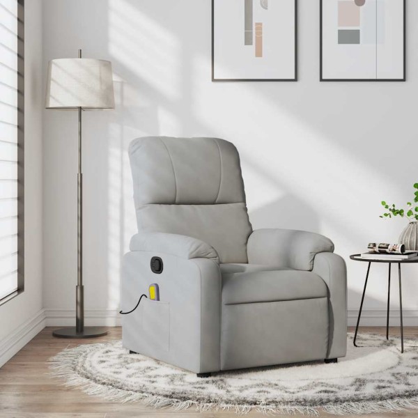 Reclining massage chair, gray, microfiber fabric