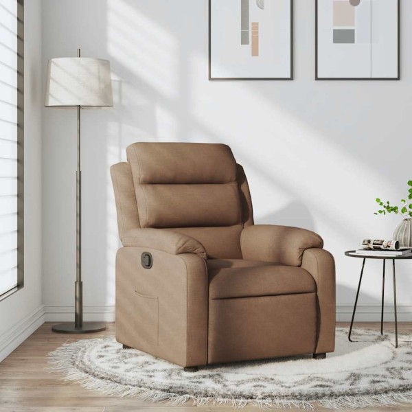 Reclining chair, brown, fabric