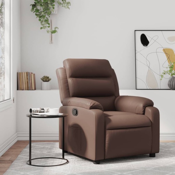 Reclining chair, brown color, artificial leather