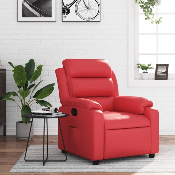 Reclining chair, red color, artificial leather