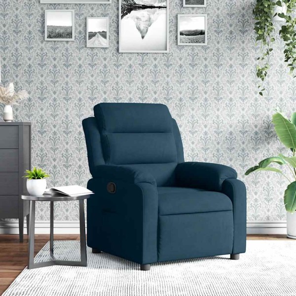 Reclining chair, blue, velvet
