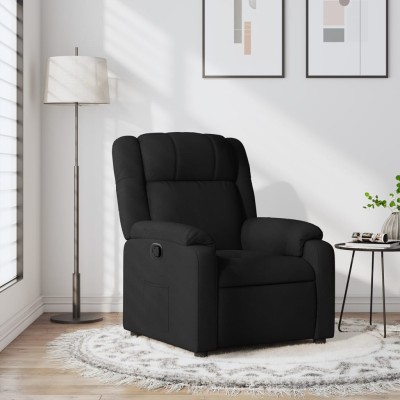 Reclining chair, black, fabric