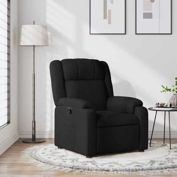 Reclining chair, black, fabric