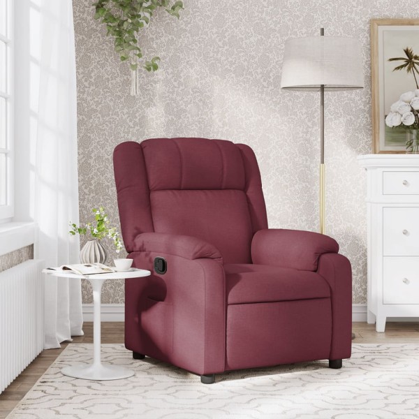 Reclining chair, red wine color, fabric