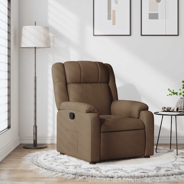 Reclining chair, brown, fabric