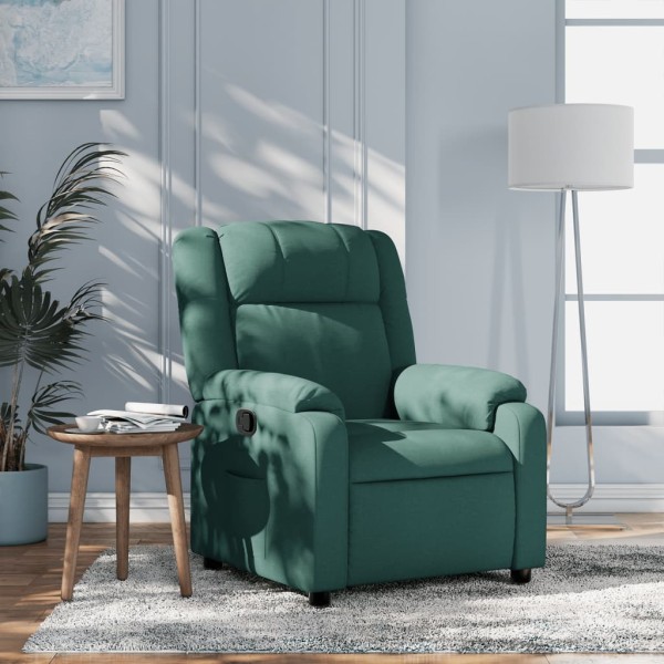 Reclining chair, dark green, fabric
