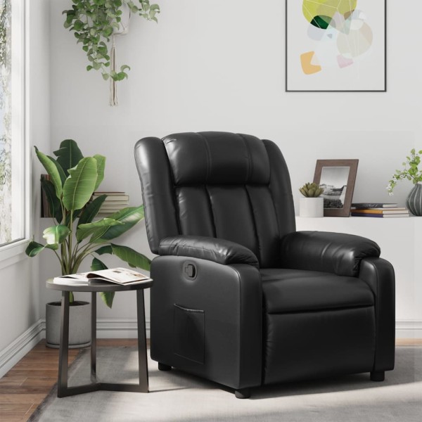 Reclining chair, black color, artificial leather