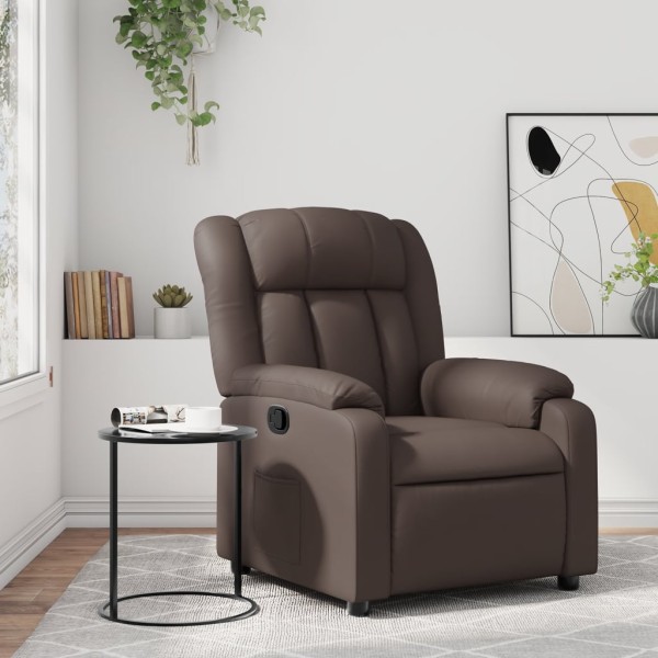 Reclining chair, brown color, artificial leather
