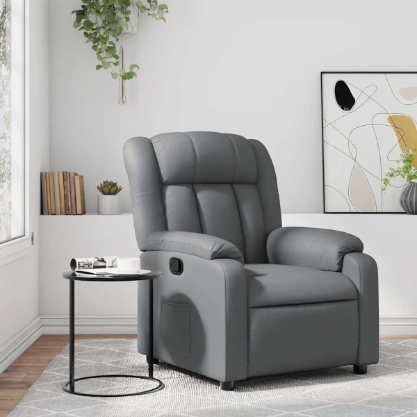 Reclining chair, gray color, artificial leather