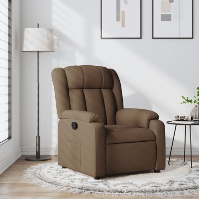 Reclining chair, brown, fabric