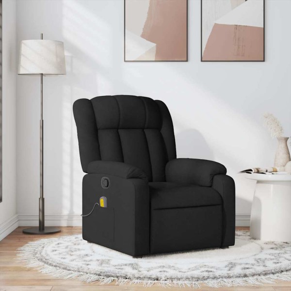 Reclining massage chair, black, fabric