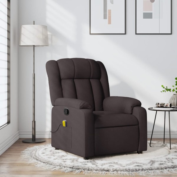 Reclining massage chair, dark brown, fabric