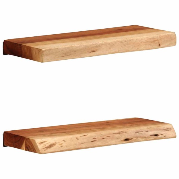 Wall shelves, 2 pcs., 40x20x3.5cm, solid acacia