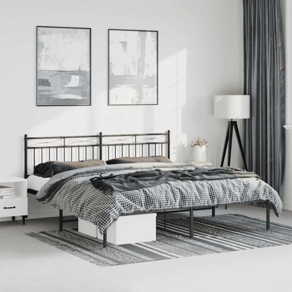 Metal bed frame with headboard, black, 183x213cm