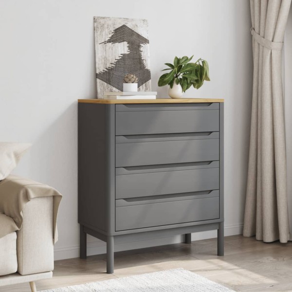 Dresser with drawers FLORO, grey, solid pine wood