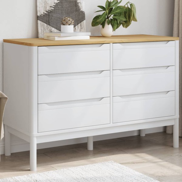 Dresser with drawers FLORO, white, solid pine wood