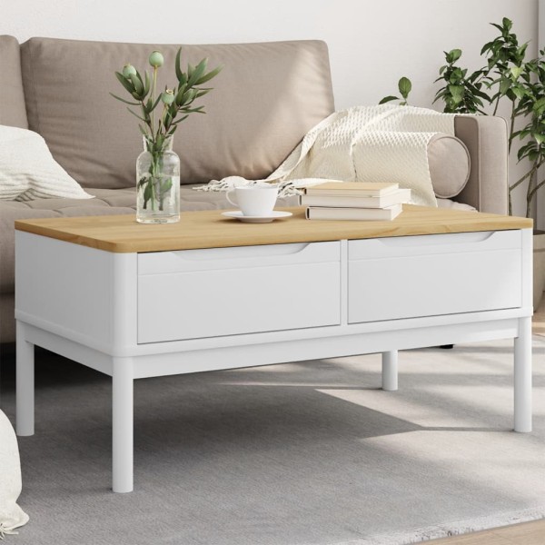 Coffee table FLORO, white, 99x55.5x45cm, solid pine