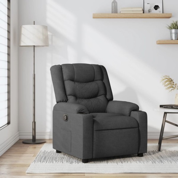 Reclining chair, dark gray, fabric
