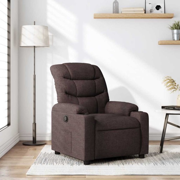 Reclining chair, dark brown, fabric